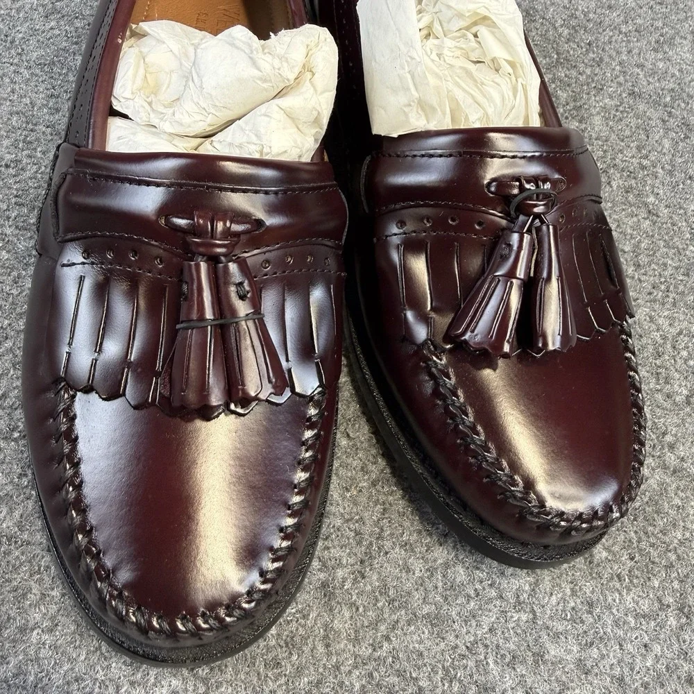 GH Bass & Co Weejuns Men's Jeremy Tassel Loafers Burgundy Leather 8.5 2E